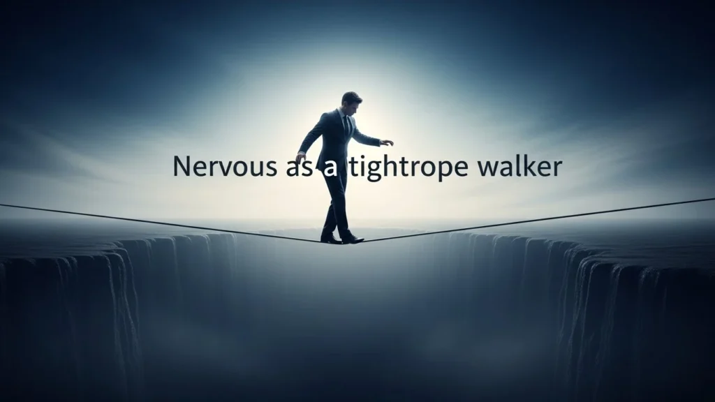 Nervous as a tightrope walker