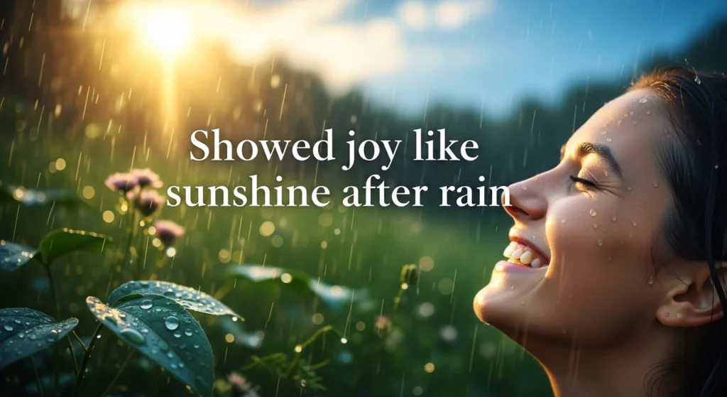 Showed joy like sunshine after rain